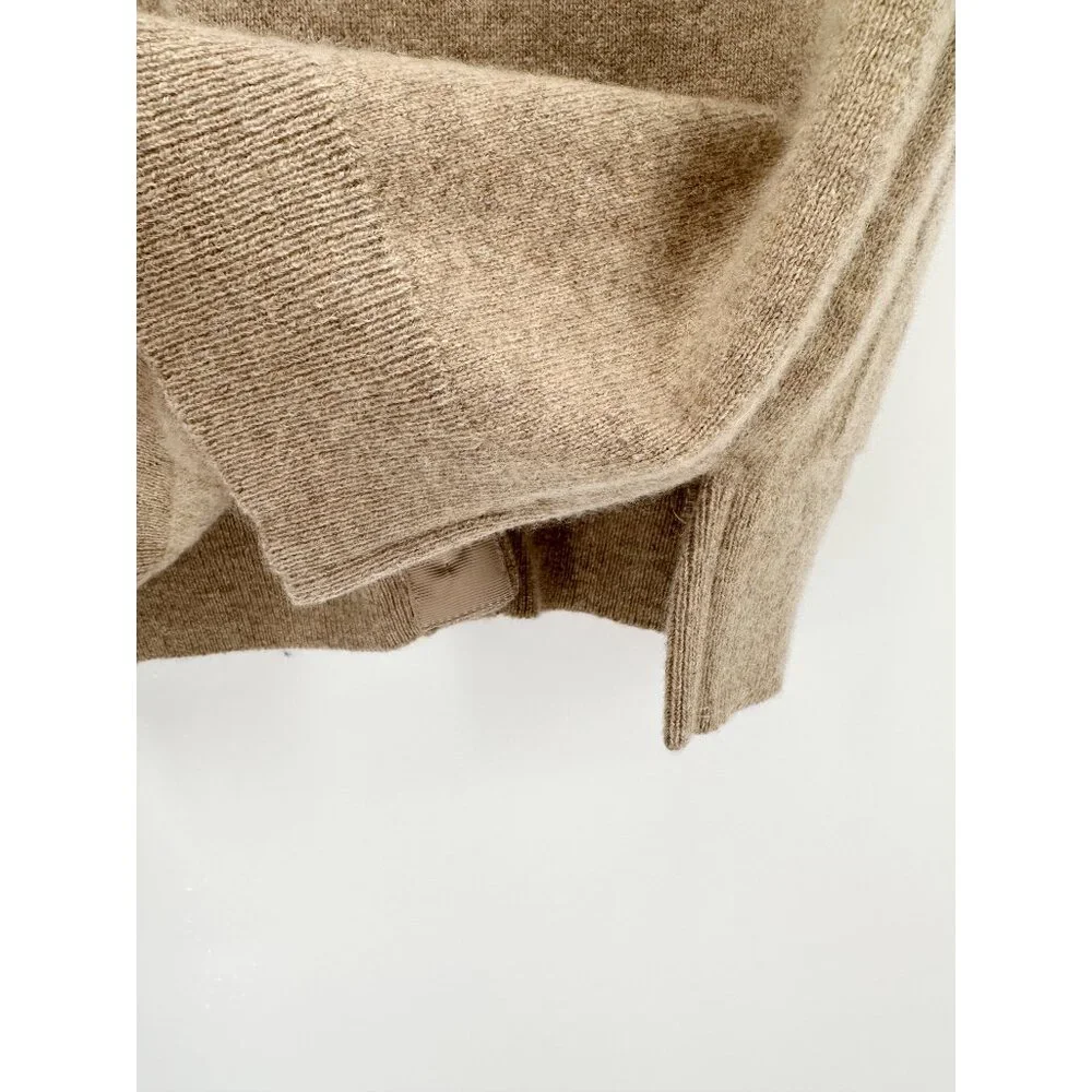 CRYSTAL-BUTTON SLEEVELESS CASHMERE CARDIGAN IN BRAZILIAN SAND Sz S - Picture 4 of 7
